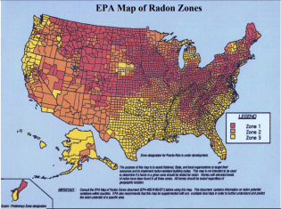 EPA map of radon zones